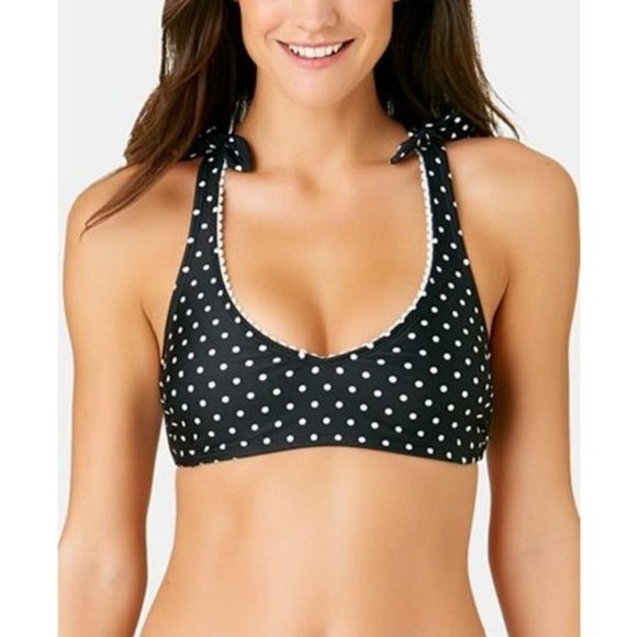 California Waves Other - California Waves - Printed X-Back Bralette Bikini Top, Black Dot, Medium, NWT‎